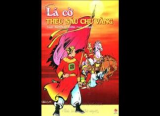 Lá Cờ Thêu Sáu Chữ Vàng